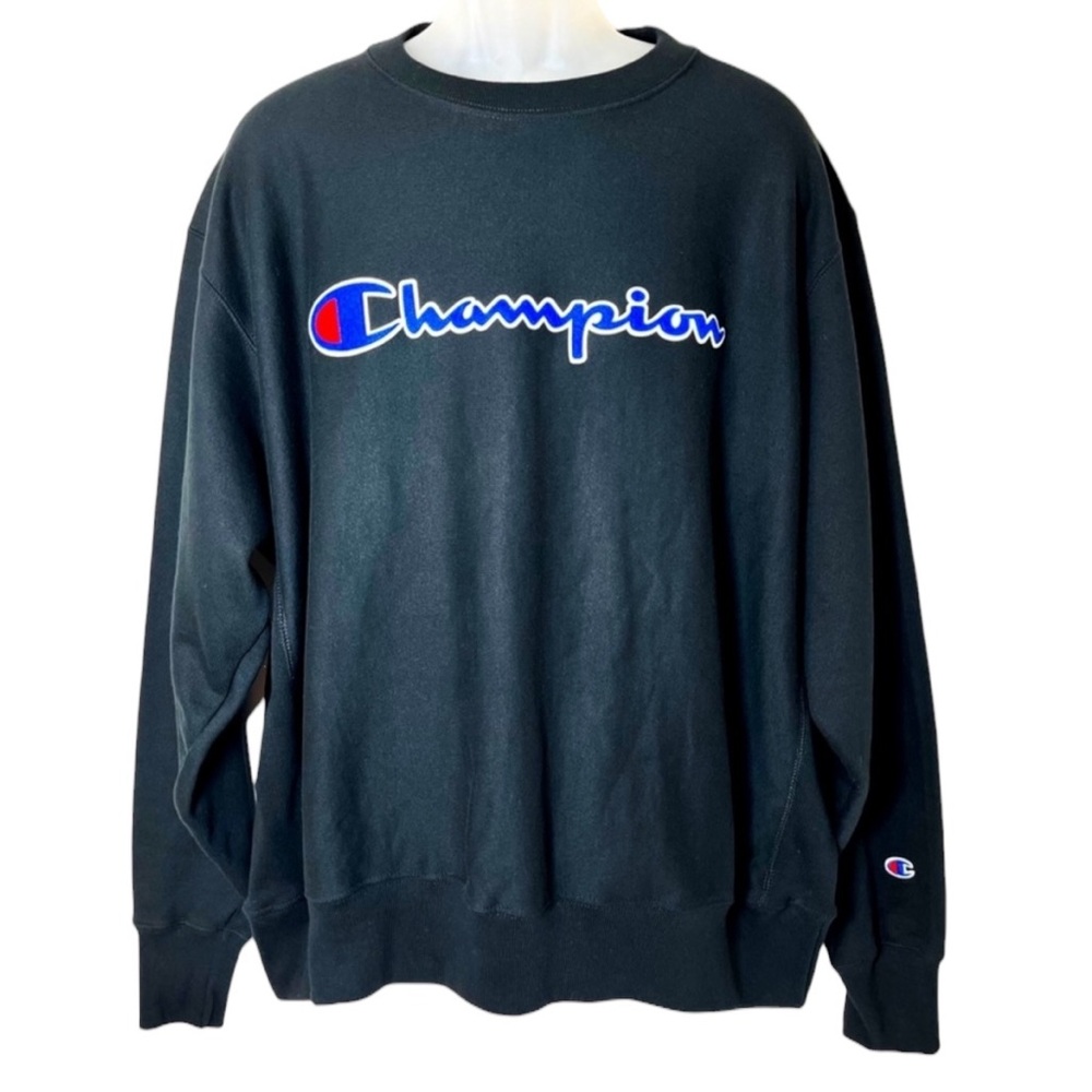 NWT Champion Reverse‎ Weave Black Crewneck Pullover Sweatshirt Mens XL